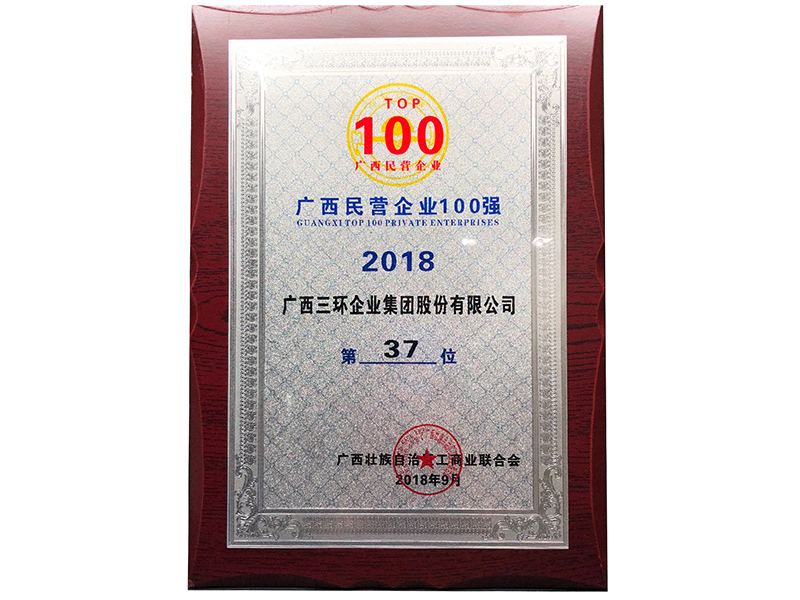 广西民营企业制造业100强（第37位）